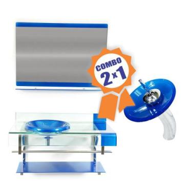 Imagem de Combo 2 em 1 - Gabinete 90cm Inglaterra + Torneira Ibiza - EKASA, Azul
