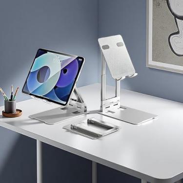 Imagem de 1 suporte de tablet sólido e resistente, suporte de telefone para mesa, dobrável e ajustável, suporte giratório de 360°, compatível com iPhone, iPad, Surface Pro, monitor portátil de 7 a 15,6