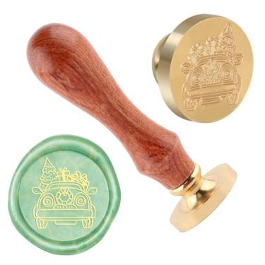 Imagem de Carimbo de lacre de cera de Natal carimbo de latão e uma alça de madeira carimbos cabeça para cartões de natal convites de festa carta envelope cartões de felicitações presentes