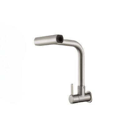 Imagem de Torneira Cascata Cozinha Gourmet Bancada Misturador Aço Inox 304 Cor Prata Escovado Adequado para cozinhas(Prateado Parede Não Retrátil)