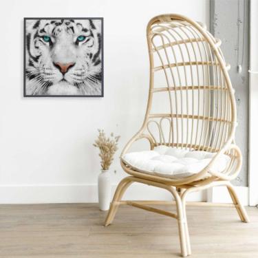 Imagem de Quadro Decorativo Tigre Branco Medidas 80x80 Cm Tipo De Impressão Tecido Canvas