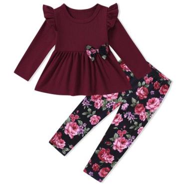 Imagem de Roupa SANMIO Toddler Girls com babados, calça floral 18-24M