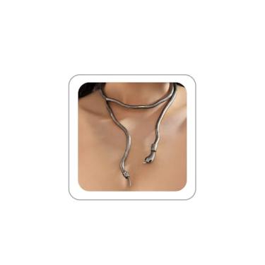 Imagem de BOOZIQ Colares femininos de cobra gótica, punk, colar de cobra, dobrável, gargantilha de cobras, colares medusa, bijuteria de Halloween, formatura, fantasia, acessórios de emoção, Zinco, Sem Pedra