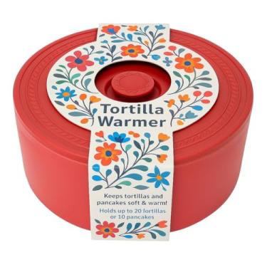Imagem de Juniperos Aquecedor de tortilha grande (serve para 23 tortilhas) – 2 suportes maiores para micro-ondas – mantém tortilhas e panquecas quentes + livreto de receitas mexicanas grátis