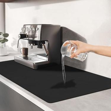 Imagem de Tapete de café para balcão de cozinha - tapete de secagem de louça, tapete sob a pia, acessório de bar à prova d'água, cabe sob cafeteira e máquina