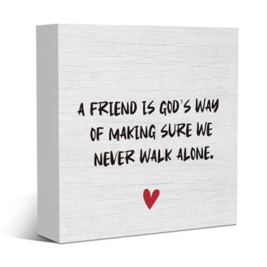 Imagem de Melhor Amigo Presente de Amizade de Aniversário para Mulheres Homens Religioso Apreciação Natal Rústica Placa de Caixa de Madeira, Decoração de Secretária, Acessórios de Mesa para Estante de Mesa