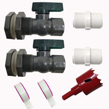 Imagem de Kit de torneira de barril de chuva, kit de torneira de conector de desviador de barril de água da chuva - kit de reparo de tubo de água de 0,9 cm para mangueira de irrigação de jardim parada mangueira