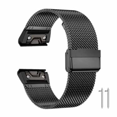 Imagem de Pulseira Fenix 8/7X/6X/5X Plus, pulseira de relógio de metal milanês de 26 mm de liberação rápida com fecho de botão duplo compatível com Garmin Fenix 7X Pro/6X Pro/5X Plus/Enduro 3/tactix 7
