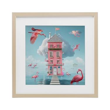 Imagem de Stupell Industries Flamingo Hotel on Water Impressão emoldurada preta sob vidro, design por Lori Lea Studios, 40,6 x 40,6 cm