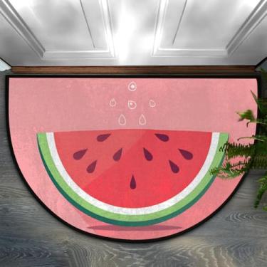 Imagem de Tapete de porta meio redondo, melancia, fruta fofa, antiderrapante, absorvente, semicírculo, tapetes laváveis, para ambientes internos e externos, pátio, cozinha, banheiro, entrada, lareira, decoração