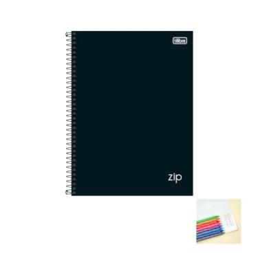 Imagem de Kit Caderno Universitário Capa Dura Zip Preto 10 Matérias 160 Folhas + Caneta Esferográfica Spiro 0.7mm 24 Unidades Sortidas