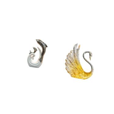 Imagem de Fenteer Estátua de Cisne E Golfinho em Cerâmica, Arte Abstrata Moderna, Escultura de Ganso em Resina, Ideal para Suporte de TV, Lareira, Escritório, Sala de E