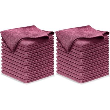 Imagem de USANOOKS Pano de limpeza de microfibra - 1200 lavagens, toalhas ultra absorventes aderência raiz trama sujeira - pacote com 24 - vinho