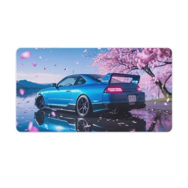 Imagem de HouLaiZhe JDM Tapetes de mesa de carro flores de cerejeira carro JDM esportes reflexão mouse pads para jogos tapetes de mesa grandes mousepads para teclado de mesa tapete de computador 40 x 75 cm
