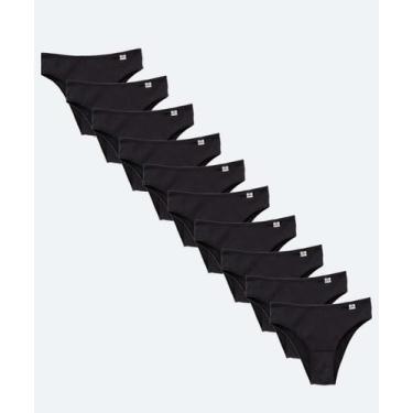 Imagem de Kit 10 Calcinhas Biquíni Básicas Delrio-25090, Preto, GG