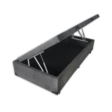Imagem de Cama Box Baú Solteiro 88 Suede Cinza Com Colchão Alegro Espuma D28 Cinza 58x88x188
