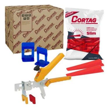 Imagem de Kit 1000 Espaçadores 1mm 100 Cunhas Slim E 1 Alicate Cortag