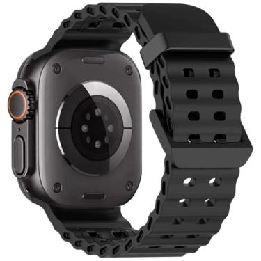 Imagem de Pulseira De Silicone esportiva com fivela Preto para iwatch Ultra 1 2 E 3 49mm Iwatch 11 10 9 8 7 6 5 4 3 2 1 44mm 45mm 46mm 49mm - Cor Preto (Preto)