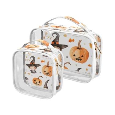 Imagem de xigua Bolsa feminina de maquiagem de bruxas, transparente, bolsa de cosméticos de viagem, portátil, impermeável, para viagem, férias, organização de banheiro