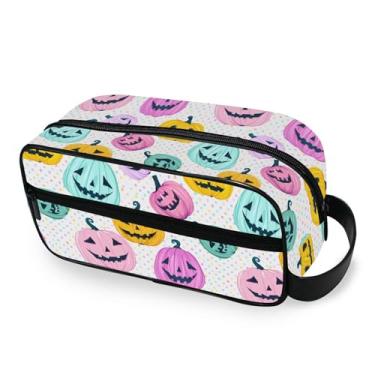 Imagem de Burbuja Bolsa de Higiene Pessoal de Viagem de Abóboras de Dia das Bruxas para Mulheres e Homens, Organizador Portátil de Maquiagem para Acessórios de Higiene Pessoal com Alça