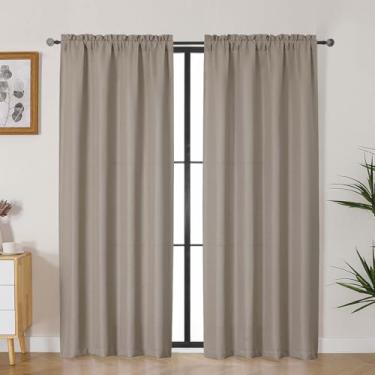 Imagem de Lecloud Cortinas de pedra Bessie para sala de estar, 2 painéis, 2 painéis, bolsos de varão, cortinas rústicas para quarto, cortinas de janela de linho sintético texturizadas, cada painel 101,6 cm L x