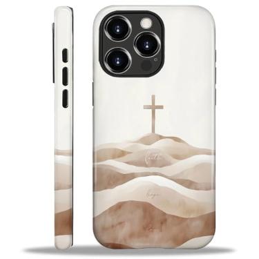 Imagem de ZHEGAILIAN Capa para iPhone 16 Pro, proteção contra quedas durável de silicone à prova de choque + PC rígido 2 em 1 capa protetora híbrida com design de padrão elegante - cruz cristã fé esperança amor