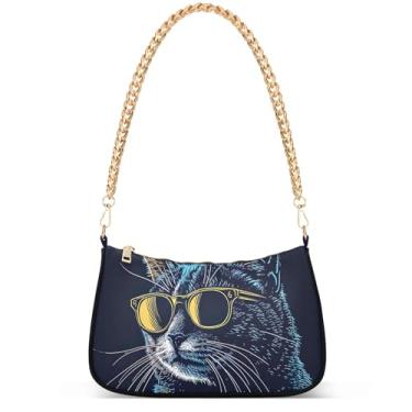 Imagem de Ovos de Páscoa coelho prado bolsas fofas mulheres Hobo festa bolsa feminina pequena bolsa de ombro fofa desenho animado pequena, Gato engraçado preto