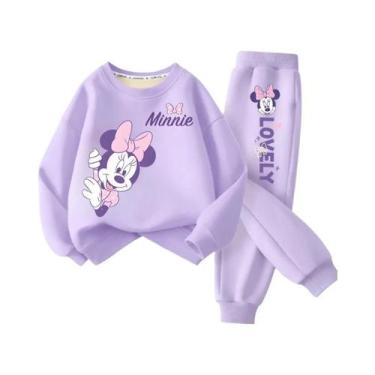 Imagem de Conjunto De Moletom Impresso Da Minnie Da Disney Para Meninas, 2 Peças