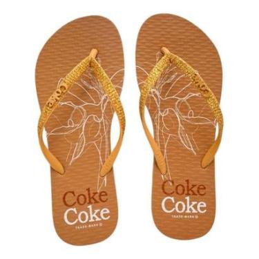 Imagem de Chinelo Coca Cola Feminino Sandália Dedo Estampa Versalhes CC4594 Caramelo-Feminino