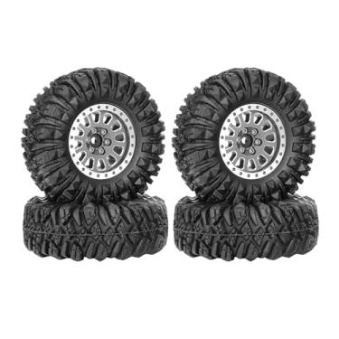 Imagem de WONFAST 4PCS 1.3" Aluminum Alloy Beadlock Wheel Rims All-Terrain Tyre 70mm Rubber Tires Set with 5mm & 7mm Hex for 1/12 1/14 1/18 1/24 RC Rock Crawler Car Upgrade Parts (D-Gray)