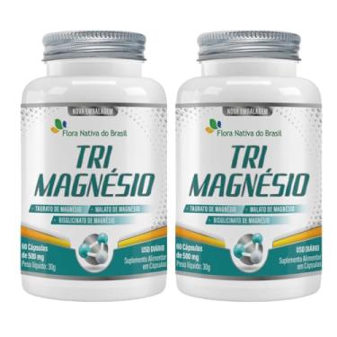 Imagem de Kit Com 02 - Tri.Magnésio (taurato, malato e quelato) 500mg 60 Caps - Flora Nativa