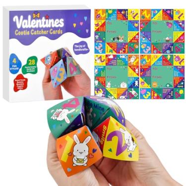 Imagem de Valentines Day Cards for Kids School: 28 Pack Cootie Catcher Set with Envelopes, Valentines Day Gifts School Party Exchange Prize for Children Boys & Girls, Fun Fortunes for Kids Classroom Greeting