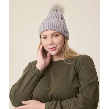 Imagem de Touca Feminina Tricô Pompom Marisa-73333, Cinza, UN