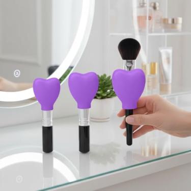 Imagem de Capas protetoras de pincel de maquiagem, capas protetoras de ponta de pincel de viagem, organizador universal, pacote com 3, pequeno, médio, grande (roxo)