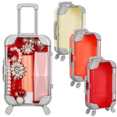 Imagem de Honeydak 3 minimalas de plástico, bandeja de cílios postiços, carrinho de bagagem, caixa de doces, embalagem transparente, caixa de festa para joias, cosméticos, grampos de cabelo (cor quente, 4,7 x