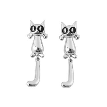Imagem de Brincos de gato e lua de anime fofos para mulheres, Medium, Zinco, Sem pedra preciosa