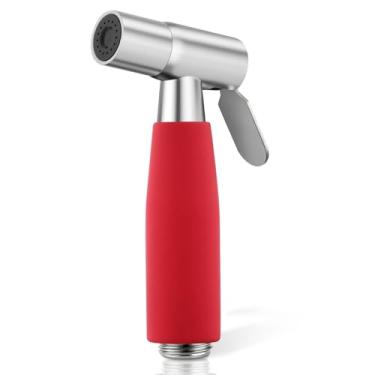 Imagem de Mornwaen Cabeça de pulverizador de bidê portátil, chuveiro muçulmano de aço inoxidável para vaso sanitário, pulverizador de jato de pressão ajustável para higiene feminina e pano de banheiro para