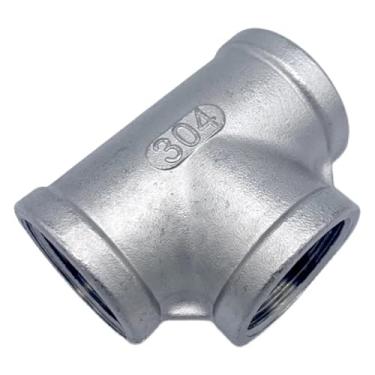 Imagem de 10 cm NPT fêmea Tee 3 Ways Splitter 304 conector de encaixe de tubulação de aço inoxidável água gás óleo (BSPT SS316)