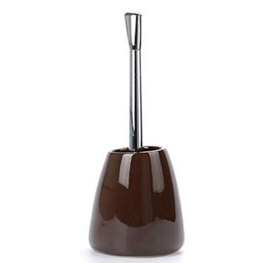 Imagem de Escova de vaso sanitário compacta oculta com base de cerâmica esmaltada brilhante e suporte (cor: marrom) (marrom)