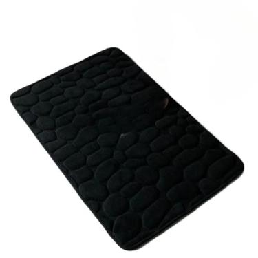 Imagem de Forro de Banheiro Antiderrapante e Absorvente Macio Secagem Rápida para Banheiro Lavabo 60x40cm(PARALELEPIPEDO PRETO,2)