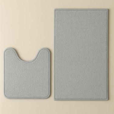 Imagem de Kit Tapete de Banheiro Antiderrapante Toque Chenile Soft Confort 2pcs para Casa Apartamento (Cinza)