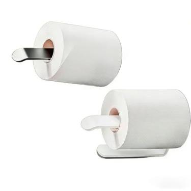 Imagem de Suporte de Papel Higiênico Moderno para Banheiro Sem Ferrugem, com Suporte de Toalha e Fácil Limpeza(1,Preto + Branco)