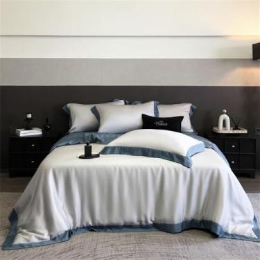 Imagem de Jogo de Cama em Fibra Super Macia e Sedosa com Toque Fresco, Incluindo Capa de Edredom, Lençol de Baixo e Fronhas, Cor 5, Tamanho King (220x240cm) - 4 peças