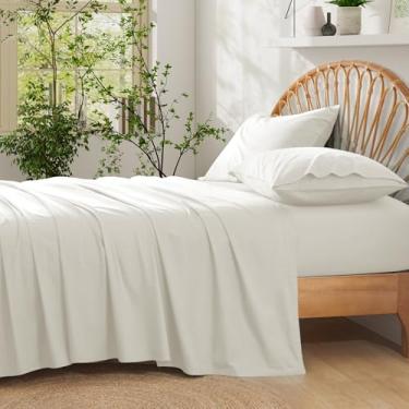 Imagem de Entisn Jogo de cama solteiro de algodão puro, 3 peças, bolso profundo de 40,6 cm com elástico em toda a volta para ajuste confortável, roupa de cama de solteiro respirável e macia para todas as