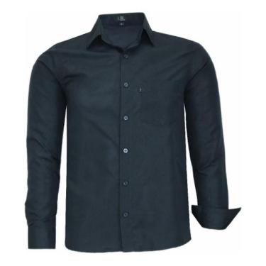 Imagem de Camisa Masculina Lbl Comfort Manga Longa Não Amassa 3027, Preto, 5