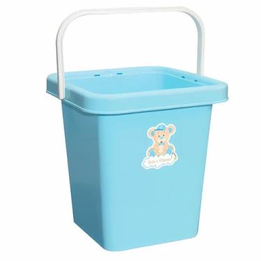 Imagem de Baldinho De Plástico Azul Bebê Mamãe 7 Litros Com Alça Organizador Ade