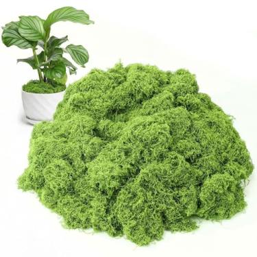 Imagem de Dingion 700 g musgo artificial decorativo falso musgo verde para artesanato centro de mesa jardim de fadas festa de casamento decoração de cozinha DIY vasos artificiais plantas (verde fresco)