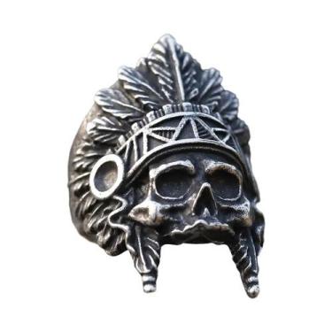 Imagem de Anel Vintage De Aço Inoxidável Com Caveira Para Homens, Joia Punk Bike