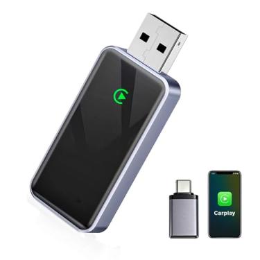 Imagem de Adaptador CarPlay sem fio para Apple iPhone - Dongle CarPlay com fio para sem fio, Plug & Play para iOS 10+ e carros CarPlay com fio 2016+, porta USB e tipo C