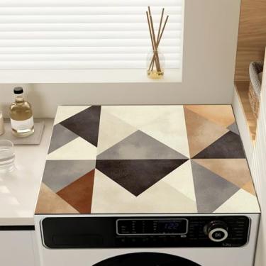 Imagem de Capas de lavadora e secadora para o topo, capa geométrica vintage antiderrapante para máquina de lavar, almofada protetora à prova de poeira para lavanderia e cozinha, 59,9 cm x 50 cm